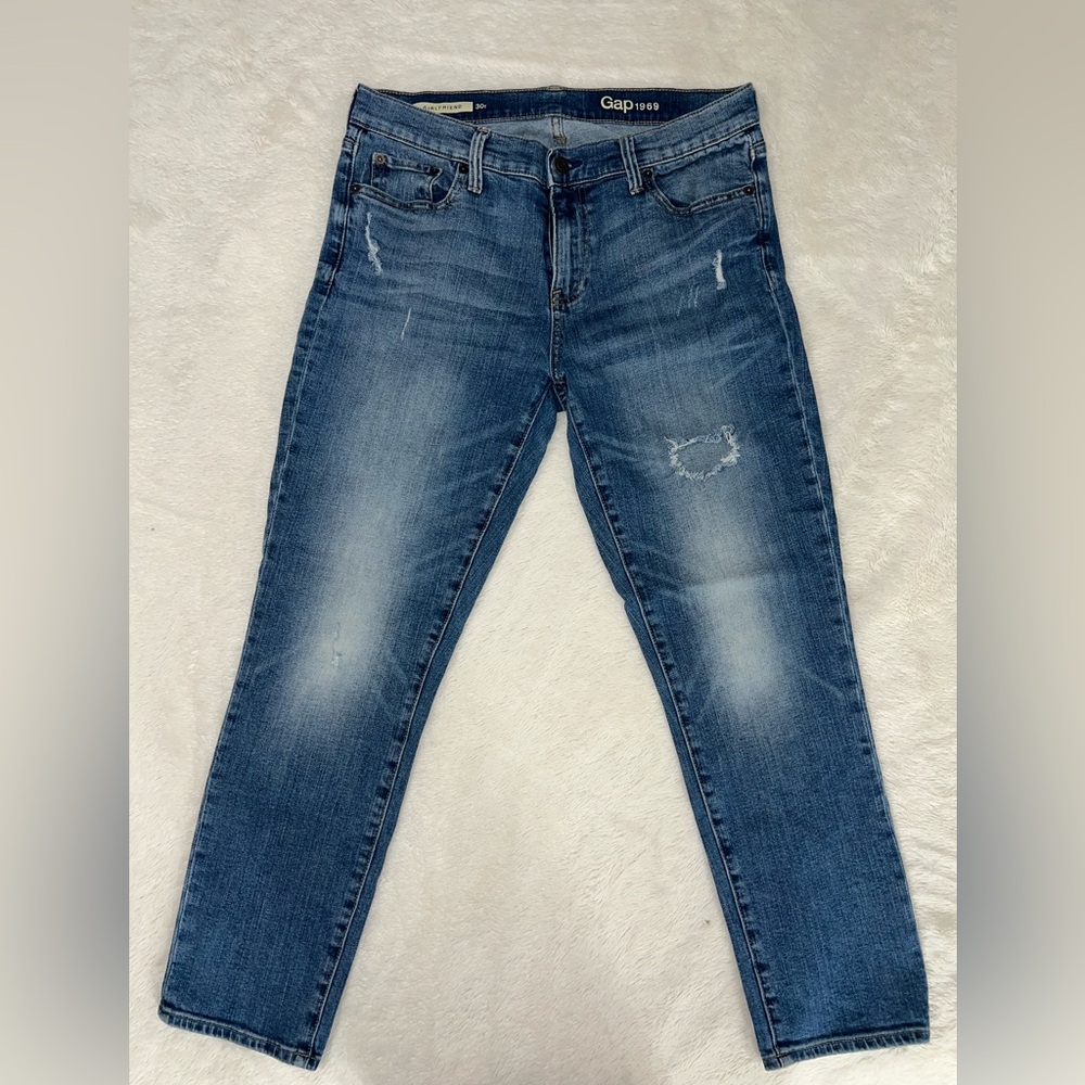 Gap 1969 Distressed Women's Straight Leg Blue Jeans